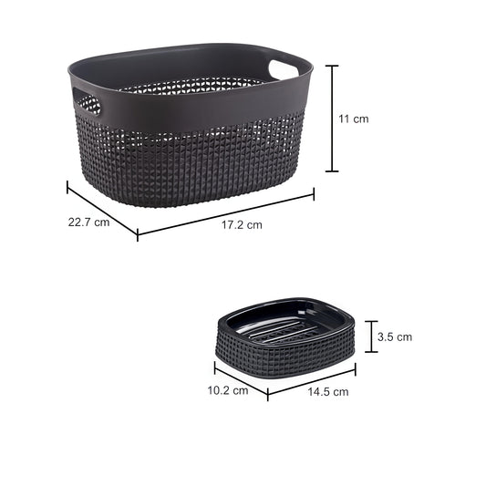 Bathroom Accessories Set (Grey) - Set of 4: 1 Unit