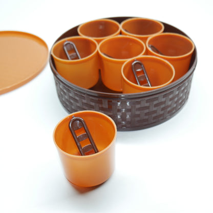 Round Masala Box, 7 Cups & Spoons, Dry Fruit Masala Box
