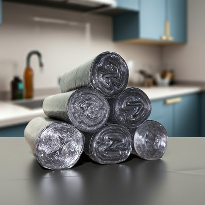 Bio Medical Waste Collection Garbage Bags | Small | 180 Count | 30 Bags X 6 Rolls | 17 X 19 Inches | For Dry & Wet Waste | Black