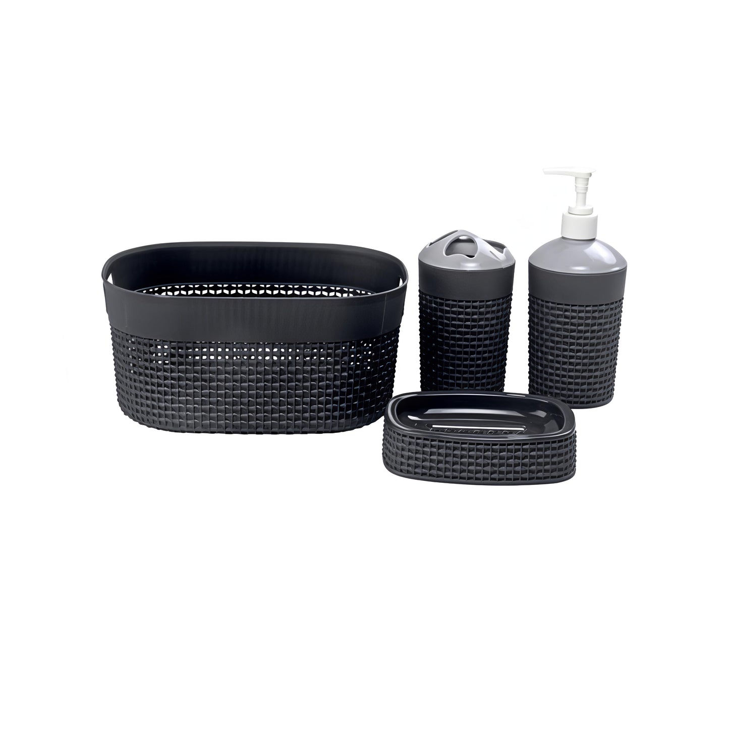 Bathroom Accessories Set (Grey) - Set of 4: 1 Unit
