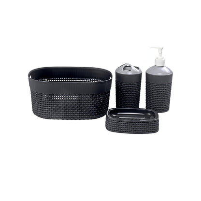 Bathroom Accessories Set (Grey) - Set of 4: 1 Unit