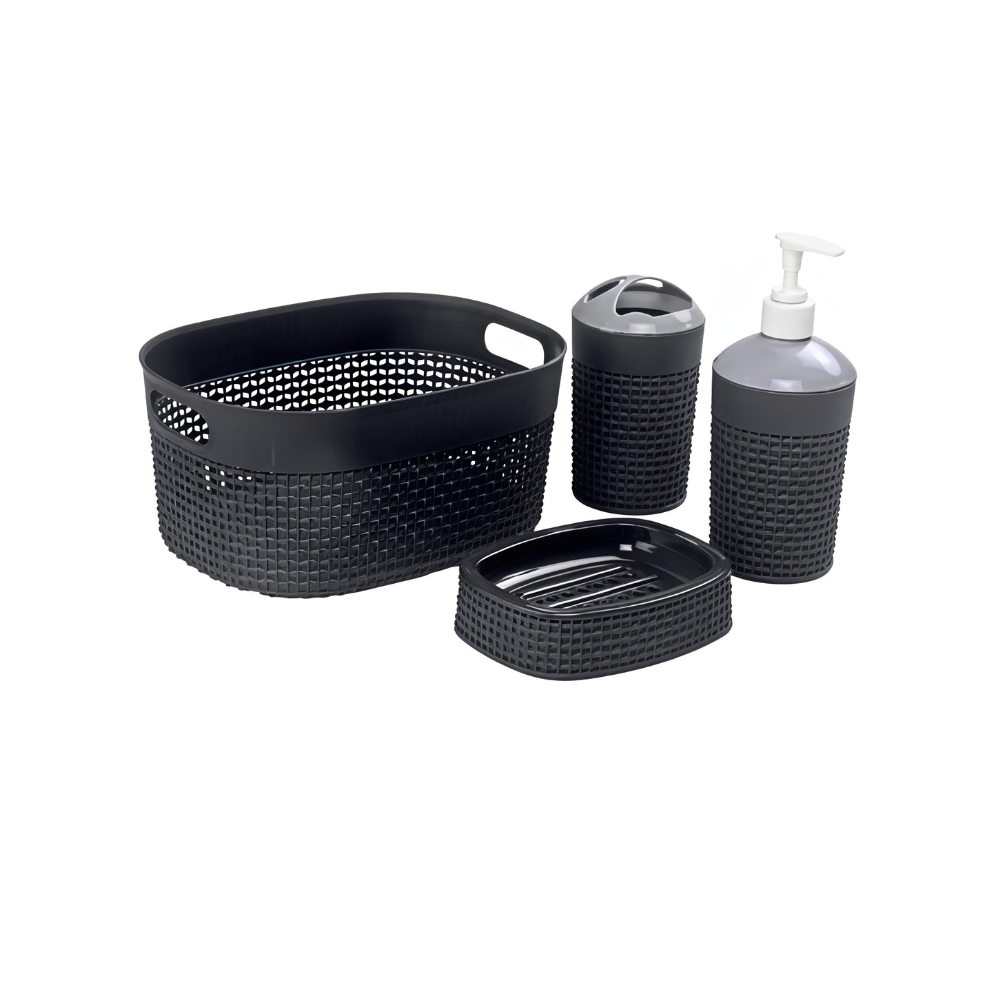 Bathroom Accessories Set (Grey) - Set of 4: 1 Unit