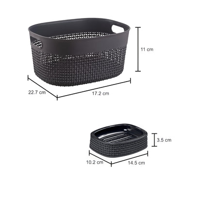 Bathroom Accessories Set (Grey) - Set of 4: 1 Unit