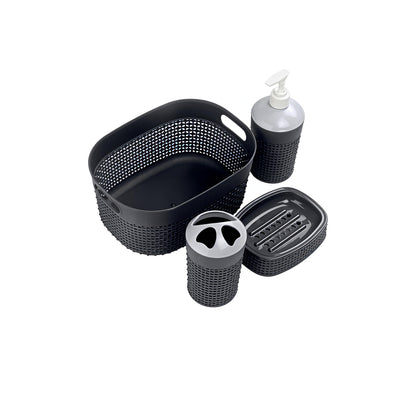 Bathroom Accessories Set (Grey) - Set of 4: 1 Unit